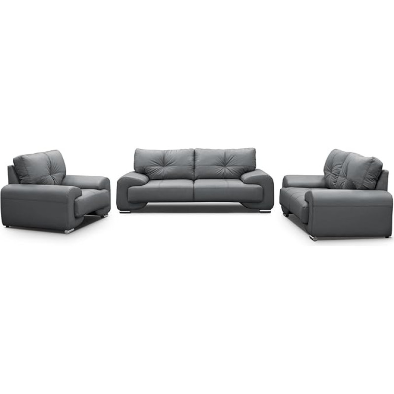 Mars Meble Big-Sofa Omega Upholstery Set 3 + 2 + 1 Sofa Living Room Sofa Set 3-Piece Couch (Grey)