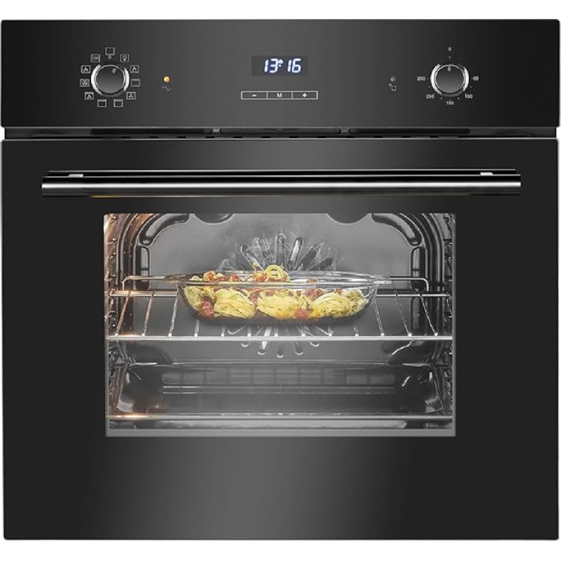 Bomann Built-in Oven with Grill, Hot Air & Top/Bottom Heat, Oven 56 L, Oven with 50 °C - 250 °C Range & Touch Control, Oven with 9 Oven Functions and Removable Door, EBO 7911 Black